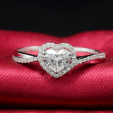 珠宝18K豪华群镶心形扭臂钻戒钻石戒指求婚钻戒正品一克拉钻戒指