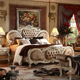 欧式全实木美式布艺双人床新古典雕花婚床1.8米法式象牙白公主床