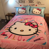 全棉hello kitty三四件套凯蒂猫粉色KT纯棉卡通儿童被套床上用品