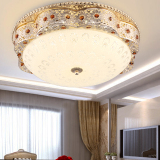 客厅圆形水晶灯LED节能吸顶灯具大气变光主卧室灯温馨浪漫房间灯