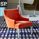 欧式北欧现代简约美式后现代古典实木布艺餐椅拉扣休闲单人沙发椅
