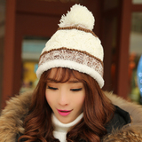 韩版帽子女 学生针织毛线帽 秋冬天加绒加厚月子帽 护耳保暖帽潮