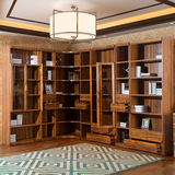实木书柜书架自由组合转角书柜储物柜收纳柜带门胡桃木简约大书柜