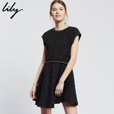 Lily2016夏装新款女装欧美显瘦大裙摆纯色短裙连衣裙115220J7507