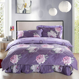 纯棉被套单件单双人紫色大花全棉被单1.5/1.8/2米床被罩秋冬被单