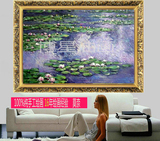 莫奈睡莲欧式手绘油画 现代玄关客厅餐厅印象荷花风景装饰画