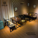 美式loft客厅复古铁艺软皮沙发椅酒吧桌椅双人咖啡桌卡座椅单人椅