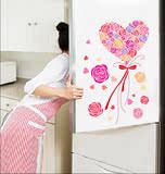 可移除玫瑰花束墙贴画 卧室温馨婚房橱柜装饰墙贴纸 可移除冰箱贴