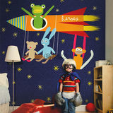 德国LAVMI原装进口墙纸壁纸童趣卡通无纺儿童房 124401小火箭壁画