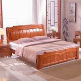 实木床橡木床1.8米2米大床简约橡木床1.5/1.8m米床双人床储物床