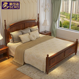 斯可诺美式实木床 双人床1.8米乡村床 卧室复古床欧式大床婚床