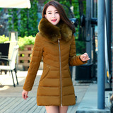 中老年棉服女中长款加厚修身大码羽绒棉衣中年韩版冬装大毛领外套