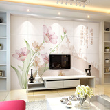 现代中式大型简约条纹花卉 茶楼卧室客厅电视背景墙壁纸墙布壁画