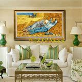 世界名画梵高麦田丰收风景油画纯手绘欧式客厅玄关装饰画挂画包邮