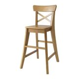 宜家代购英格弗 儿童高脚高凳就餐椅实木书桌椅子, 白色实木两色