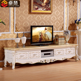 卓赞 欧式电视柜实木雕花天然大理石茶几电视柜组合套装客厅家具