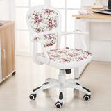 原创欧式白色田园风电脑椅布艺家用时尚书桌书房靠背椅小清新转椅