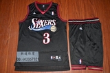 美国代购 专柜正品 篮球服 费城76人队3号艾弗森球衣 黑色套装