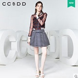 CCDD2016秋装新款专柜正品女 甜美欧根纱格子印花 防晒休闲外套