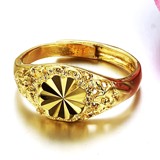 韩国时尚新款精美经典铜镀18K金女士戒指土豪金女士介指金色指环