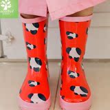 韩国儿童卡通雨鞋中大男童水鞋中筒豹纹防滑女孩橡胶鞋春秋季雨靴