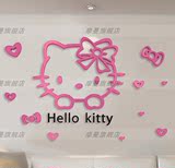 Y5 hellokitty凯蒂猫儿童房卡通创意墙贴画亚克力水晶3D立体墙贴