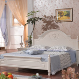 韩式双人床象牙白1.5 1.8米简约婚床 单人床可储物田园板式高箱床