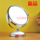 欧式 包邮5寸白色圆形双面台式化妆镜 可爱美容镜子公主镜梳妆镜