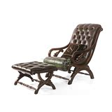 美式休闲椅真皮椅子欧式全实木躺椅睡椅沙发椅单位椅厂家定制促销