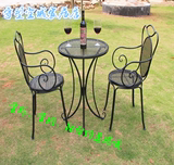 欧式铁艺休闲餐桌椅组合酒吧阳台桌椅创意咖啡厅小圆桌三件套装