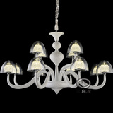 欧式新古典LED蘑菇8头吊灯 客厅灯餐厅灯卧室白色铁艺宜家吸顶灯