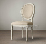 美式法式复古仿古白实木扶手北欧宜家风格餐椅实木休闲椅欧式书椅