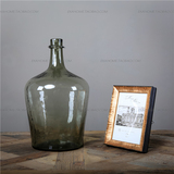 EKAHOME/出口热销美式乡村花瓶手工制作大号酒瓶花瓶茶色气泡玻璃