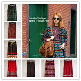 秋冬日本制Vintage复古古着孤品羊毛针织半身裙民族风长款深色