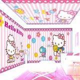 大型儿童房壁画壁纸女孩房间粉红卡通KT猫卧室背景墙 墙纸无纺布