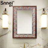 Snnei 欧式客厅装饰镜子 时尚浴室镜 实木边框化妆镜 白杨木