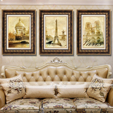 古典装饰画客厅书房挂画沙发背景墙画三联建筑有框画欧式建筑壁画