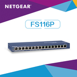 全新行货保5年 NETGEAR美国网件 FS116P 16口含8个PoE 百兆交换机