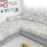 简约印花黄灰色组合沙发垫坐垫真皮沙发罩北欧老式复古沙发巾定做