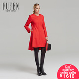 FUFEN福芬商场春夏风衣修身大红色中长款前短后长大衣毛呢外套女