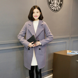 欧货2015韩版秋冬季新款茧型双排扣加厚毛呢外套宽松中长款大衣女