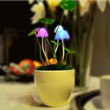 创意家居灯饰生日礼物光控阿凡达蘑菇灯陶瓷花盆小夜灯桌面小台灯