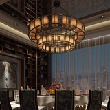 新中式会所吊灯酒店饭店包厢餐厅包间现代中式圆形铁艺工程定制灯