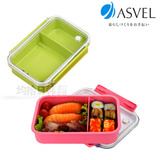 日本进口儿童密封便当盒塑料透明单层保鲜盒野餐水果学生饭盒