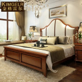 美式乡村家具小美式床全实木床1.8米胡桃木双人床1.5真皮公主婚床