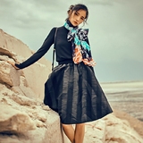 GLIE原创设计女装2016春秋新品含羊绒短款套头薄针织衫长袖打底衫