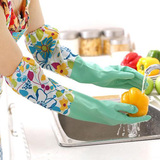 厨房加绒乳胶手套加长清洁洗衣服加厚耐用防水洗碗手套冬季保暖