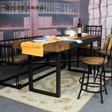 美式铁艺实木餐桌椅组合松木咖啡厅桌椅小户型餐桌长方形快餐桌子