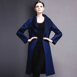 设计师原创品牌女装2015冬新款 双面羊绒大衣女  过膝大衣女茧型