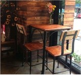 美式乡村家具铁艺桌子复古吧台餐桌椅 正方形餐桌椅 咖啡桌椅子